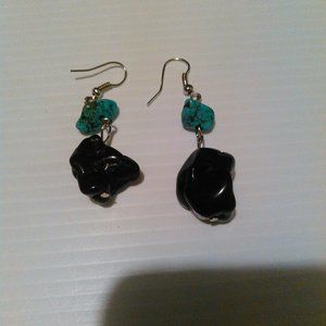 Women's Handmade Turquoise and Obsidian Nugget